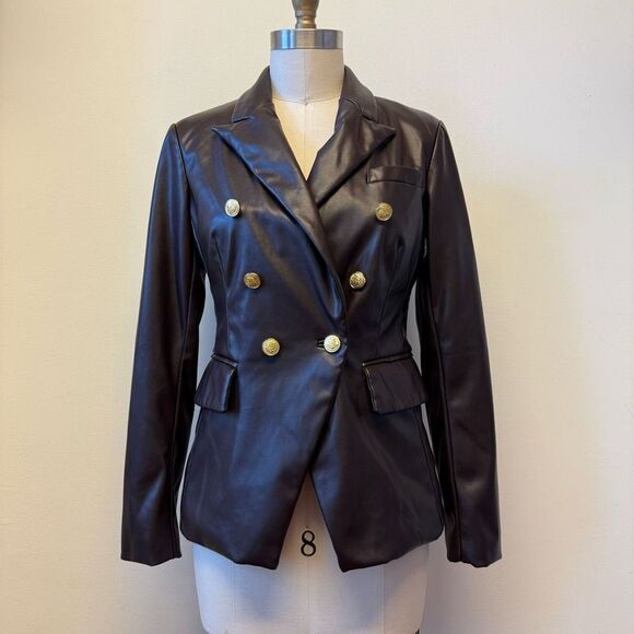 Milly  Inez Faux Leather Blazer - Picture 6 of 9